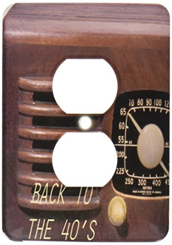 3dRose lsp_33174_6 Two Plug Outlet Cover with Retro Radio