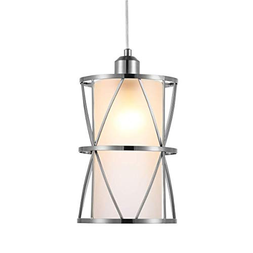 SHENGQINGTOP Modern Cylindrical Pendant Light with Frosted Glass, Brushed Nickel Hanging Light, Transitional Metal Pendant Lighting Fixture for Kitchen Island Sink Dining Room Bar, Led Bulb Included