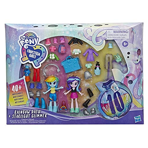 My Little Pony Equestria Girls Fashion Squad Rainbow Dash and Starlight Glimmer Mini Doll Set Toy with Over 40 Fashion Accessories