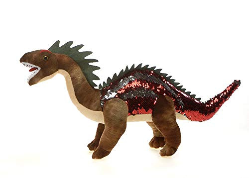 Fiesta Toys Reversible Sequin Red and Silver Amargasaurus Dinosaur Dino Jurassic Plush Stuffed Animal Toy - 21 Inches