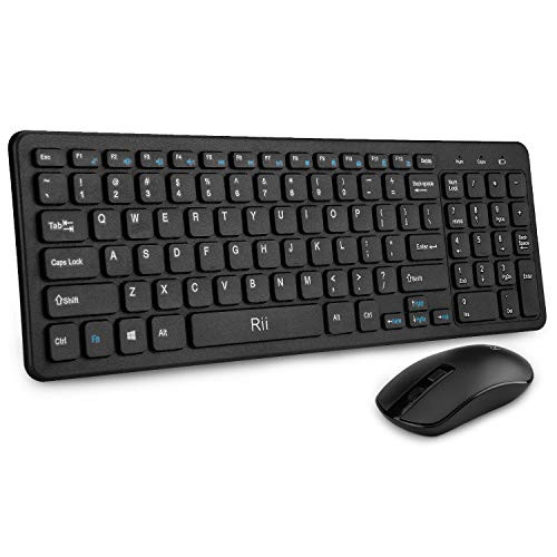 Wireless Keyboard and Mouse Combo  Rii RK109 2.4GHz Wireless Keyboard and Mouse,with 10 Media Hot Keys for PC Laptop Smart TV Windows 7/8/10-(Black)