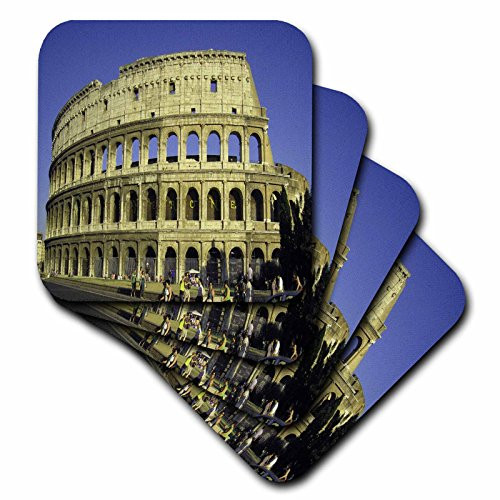 3dRose CST_66294_3 Rome, Italy Colosseum, Blue Sky-Ceramic Tile Coasters, Set of 4