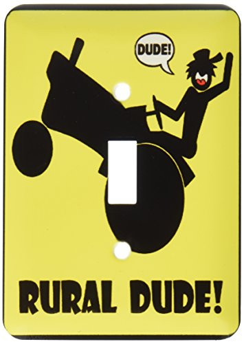 3dRose Lsp_13203_1 Rural Dude Tractor Wheelie Yellow Sign 1 Single Toggle Switch
