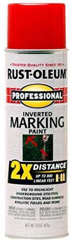 Rust-Oleum 266591 Professional 2X Distance Inverted Marking Spray Paint, 15 oz, Safety Red