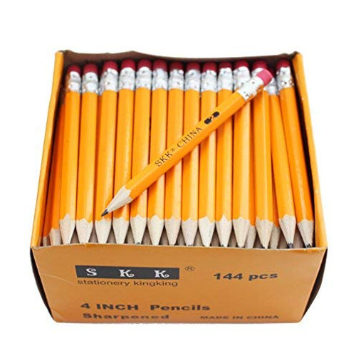 SKKSTATIONERY Half Pencils with Eraser Tops, Golf, Classroom, Pew - #2 HB, Hexagon, Pre-sharpened, 144/Box.