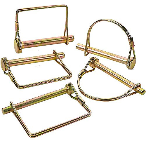 Katzco 5 Piece PTO Pin Assortment Set  for Safety Power Take-Off Assemblies, Automotive, Farm, Trailers, Wagons, Hitches, Couplers, Towing, Lawn, and Garden