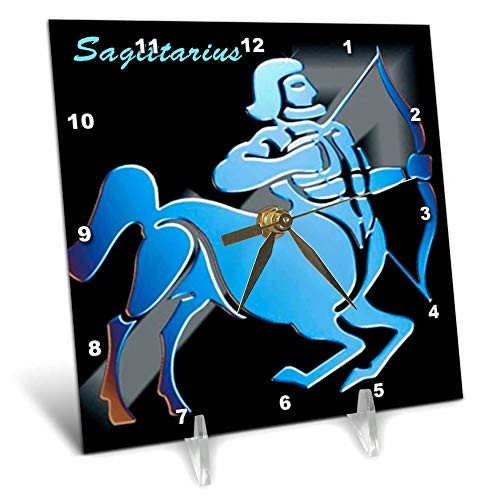 3dRose Sagittarius Zodiac Sign Desk Clock, 6 by 6-Inch