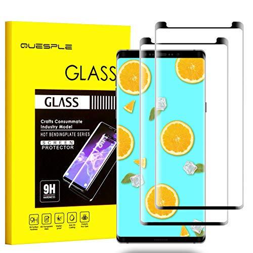 [2-Pack] QUESPLE Samsung Note 8 Screen Protector, No Bubbles Case-Friendly Anti Fingerprint 3D Curved Dot Matrix Tempered Glass Screen Protector for Samsung Galaxy Note 8