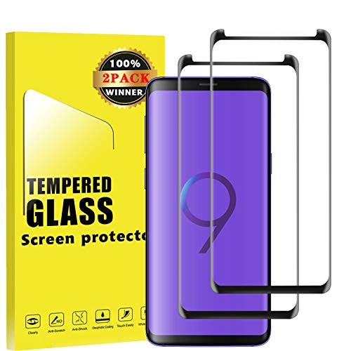 [2-Pack] QUESPLE Samsung S9 Screen Protector, No Bubbles Case-Friendly Anti Fingerprint 3D Curved Dot Matrix Tempered Glass Screen Protector for Samsung Galaxy S9