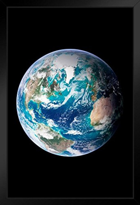 Satellite View of Earth from Outer Space Photo Black Wood Framed Art Poster 14x20 Satellite View of Earth from Outer Space Photo Black Wood Framed Art Poster 14x20