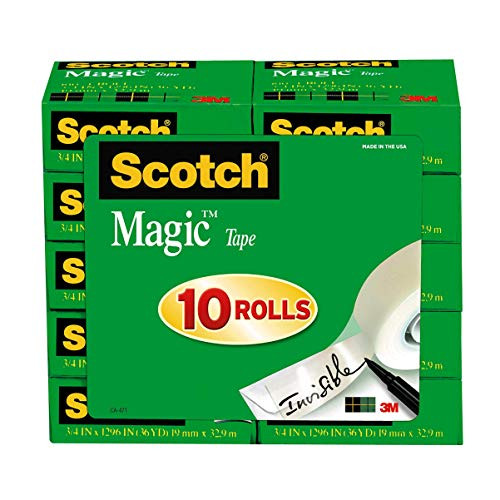 Scotch Magic Tape, 10 Rolls, Numerous Applications, Invisible, Engineered for Repairing, 3/4 x 1000 Inches, Boxed (810P10K) Scotch Magic Tape, 10 Rolls, Numerous Applications, Invisible, Engineered for Repairing, 3/4 x 1000 Inches, Boxed (810P10K)