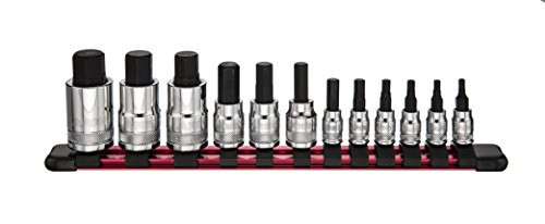 ARES 70107 | 12-Piece SAE Hex Bit Socket Set | Chrome Vanadium Sockets with S2 Alloy Bits | Includes Aluminum Socket Organizer