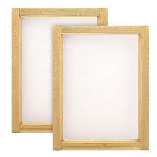 Caydo 2 Pieces 8 x 10 Inch Wood Silk Screen Printing Frames with 110 White Mesh