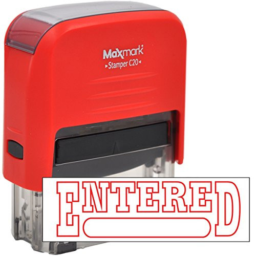 Entered Self Inking Rubber Stamp with Red Ink