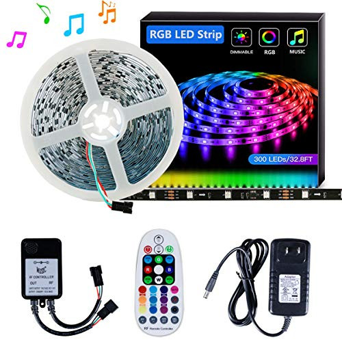 DreamColor LED Strip Light SELIAN 5050 32.8ft/10m LED Lighting Strips Sync to Music RGB Flexible Rope Light with 12V Power Supply Non-Waterproof 300LED Strip Lighting for Home Indoor Decoration