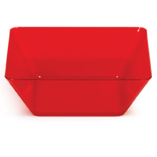 Creative Converting 4 Count Square Plastic Bowls, 5-Inch, Translucent Red - 55419