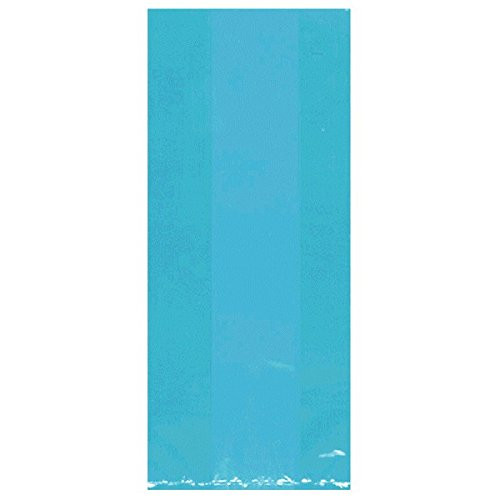 Amscan Large Cello Bag Party Supplies, 11 1/2" H X 5" W X 3 1/4" D, Caribbean Blue