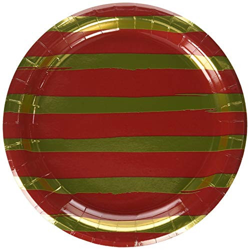 Creative Converting Red & Gold Foil Stamp Paper Dinner Plates (8 Ct)