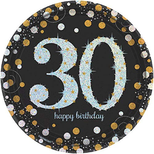 Sparkling Celebration"30" Round Prismatic Plates, 7", Birthday, 96 Ct.