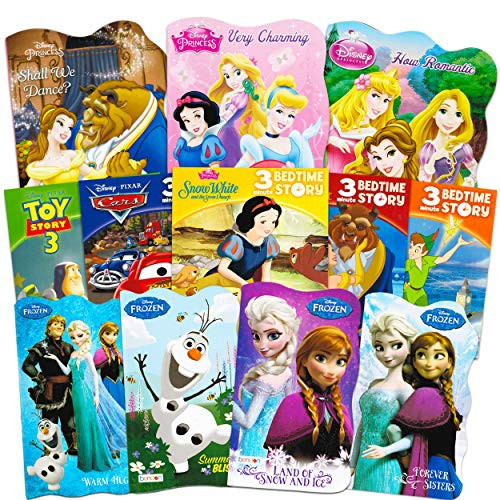 Disney Frozen Pixar Princess Board Book Ultimate Set ~ Bundle Includes 12 Books for Toddlers Featuring Elsa, Ariel, Cinderella, Belle, and Other Disney Favorites