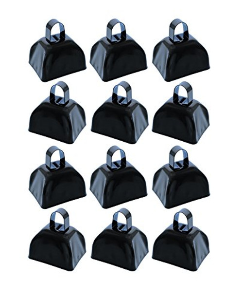 Metal School Cowbells - Set of 12 Black Metal Cowbell Noisemakers (Black Cowbells) Metal School Cowbells - Set of 12 Black Metal Cowbell Noisemakers (Black Cowbells)