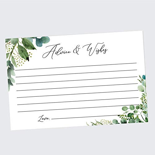Watercolor Eucalyptus Advice and Wishes Cards, Set of 50, Advice Cards for Bridal Shower, Baby Shower, Weddings, Graduation