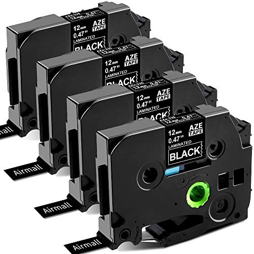 Airmall Compatible Label Tape Replacement for Brother TZe-335 TZ 335 12mm 0.47 Inch White on Black TZe Tape for Brother P-Touch PT-D400 PT-D600 PT-H110 Label Maker, 4-Pack