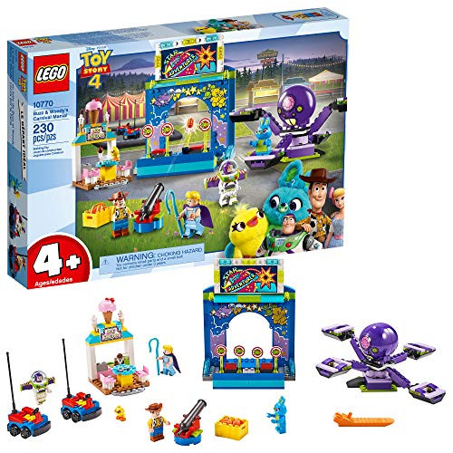 LEGO Disney Pixars Toy Story 4 Buzz Lightyear & Woodys Carnival Mania 10770 Building Kit, Carnival Playset with Shooting Game & Toy Story Characters (230 Pieces)