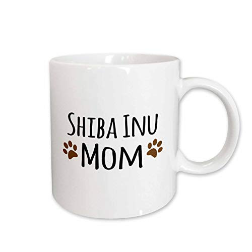 3drose Shiba Inu Dog Mom-Doggie by Breed-Muddy Brown Paw Prints, Ceramic Mug, 11-Oz