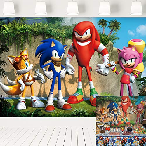 ERIC 7x5ft Cartoon Sonic Boom Backdrop for Kids Birthday Theme Party Banner Baby Shower Photography Background Cake Table Decorations Photo Booth Props LF095 ERIC 7x5ft Cartoon Sonic Boom Backdrop for Kids Birthday Theme Party Banner Baby Shower Photography Background Cake Table Decorations Photo Booth Props LF095