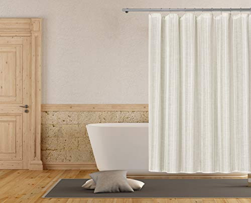 Home Maison Xeni Striped Linen Textured Mildew Resistant Fabric Shower Curtain Liner For Bathroom Waterproof | Water Repellent & Antibacterial - Assorted Colors, 72 X 72 Inch,