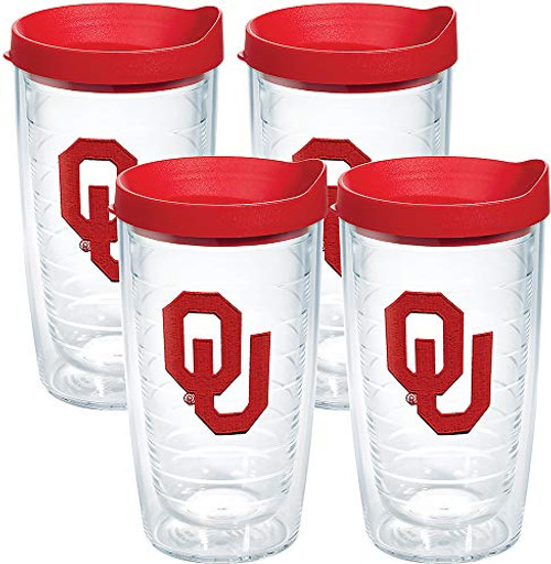 Tervis Oklahoma Sooners Logo Insulated Tumbler with Emblem and Red Lid 4 Pack - Boxed, 16oz, Clear Tervis Oklahoma Sooners Logo Insulated Tumbler with Emblem and Red Lid 4 Pack - Boxed, 16oz, Clear