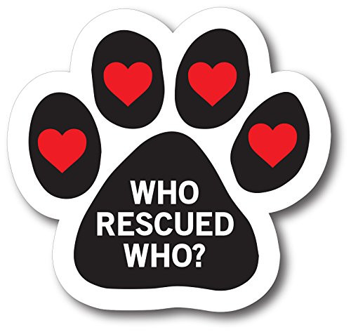 Magnet Me Up Who Rescued Who? Pawprint Car Magnet Paw Print Auto Truck Decal Magnet