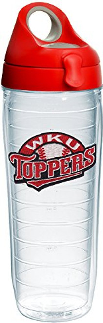 Tervis Western Kentucky Hilltoppers Toppers Insulated Tumbler with Emblem and Red with Gray Lid, 24oz Water Bottle, Clear