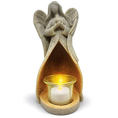 OakiWay Memorial Gifts Tealight Candle Holder Sympathy Gift, with Flickering Led Candle, Angel Statue in Memory of Loved One, Bereavement Gifts - Remembrance Gifts - Condolence Gifts OakiWay Memorial Gifts Tealight Candle Holder Sympathy Gift, with Flickering Led Candle, Angel Statue in Memory of Loved One, Bereavement Gifts - Remembrance Gifts - Condolence Gifts
