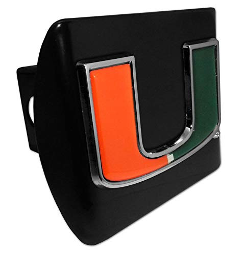 AMG University of Miami Metal Emblem (with Colors) on Black Metal Hitch Cover