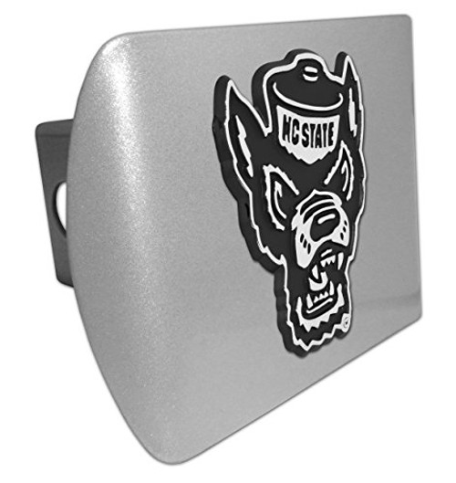 AMG Auto Emblems North Carolina State Wolfpack METAL Emblem on Brushed METAL Hitch Cover AMG Auto Emblems North Carolina State Wolfpack METAL Emblem on Brushed METAL Hitch Cover