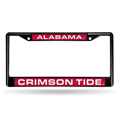 NCAA Rico Industries Laser Cut Inlaid Standard Chrome License Plate Frame, Alabama Crimson Tide