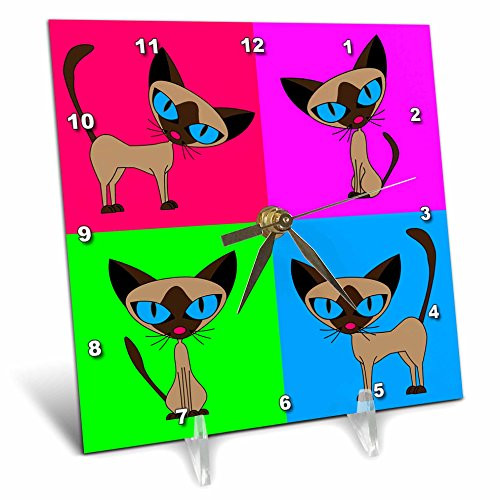 3dRose dc_6303_1 Siamese Cat Four Attitudes Design Desk Clock, 6 by 6-Inch 3dRose dc_6303_1 Siamese Cat Four Attitudes Design Desk Clock, 6 by 6-Inch