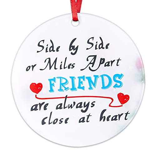 WaaHome Side by Side Or Miles Apart Friends are Always Close at Heart Christmas Ornaments Christmas Tree Decorations Gifts for Friends Sisters Women WaaHome Side by Side Or Miles Apart Friends are Always Close at Heart Christmas Ornaments Christmas Tree Decorations Gifts for Friends Sisters Women