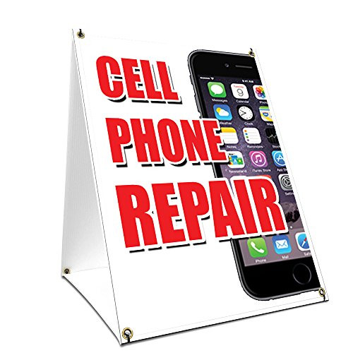 A-Frame Sidewalk Cell Phone Repair Sign with Graphics On Each Side | 24" X 36" Print Size
