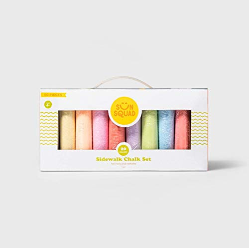 Sidewalk Chalk - 60 Piece in Assorted Colors - Non-Toxic and Washable Kids Creative Art - Sun Squad