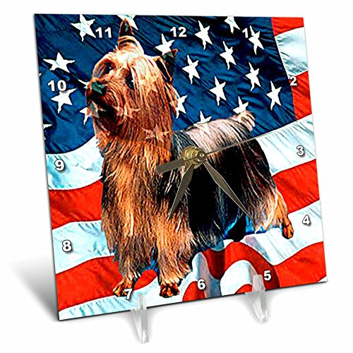 3dRose LLC Silky Terrier Desk Clock, 6 by 6-Inch