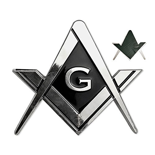 Masonic Car Emblem Square and Compass Metal Decal