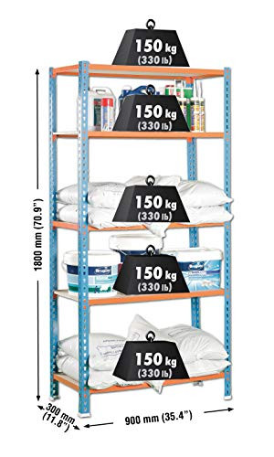 Simonrack 5/300 Maderclick Kit Shelf, Blue/Orange/Wood