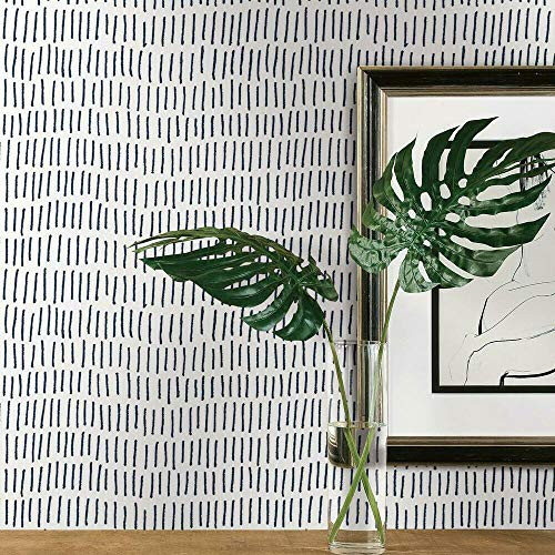 RoomMates Tick Mark Blue and White Peel and Stick Wallpaper
