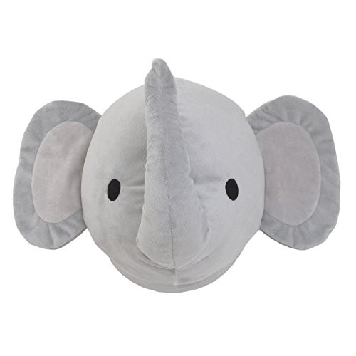 NoJo Aztec Mix & Match Plush Head Wall Decor, Black, Grey Elephant