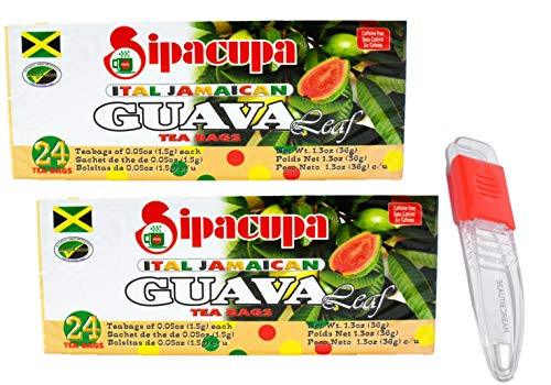 Sipacupa Ital Jamaican Guava Leaf Tea 24 Tea Bags Pack of 2 with Adjustable Measuring Spoon in Sealed O That's Good Packaging (Pack of 2)