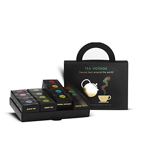 Ceremonie Tea Sampler Pack - Voyage Variety Gourmet Green, Black, and Herbal Tea Boxes Gift Set | Individually Wrapped Mesh Bags - Collection of 32 Rich Premium Flavors - Kosher Tea Set