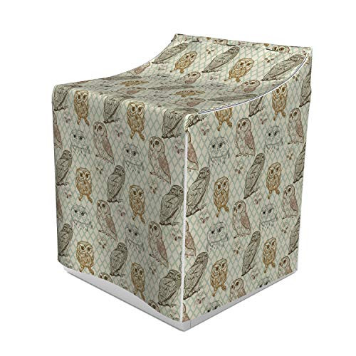 Ambesonne Owl Washer Cover, Cool Looking Owls Different Shapes and Sizes Drawing Style Sketch Pattern Print, Decorative Accent for Laundromats, 29" x 28" x 40", Green Brown Ambesonne Owl Washer Cover, Cool Looking Owls Different Shapes and Sizes Drawing Style Sketch Pattern Print, Decorative Accent for Laundromats, 29" x 28" x 40", Green Brown